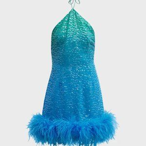 SAU LEE Jewel Sequinned Ombre Mini Dress NWT